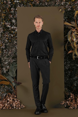 Efor Gk 692 Slim Fit Siyah Klasik Gömlek Siyah