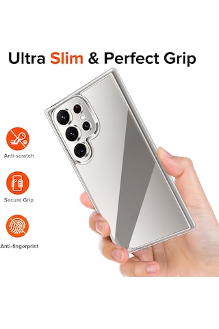 Samsung Galaxy S25 Ultra Uyumlu Kılıf Şeffaf Silikon +ekran Koruyucu Cam