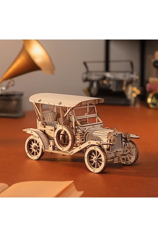Rokr Mc801 Klasik Araba Vintage Car Dıy Minyatür Maket Model Seti Ahşap 3d Wooden Puzzle 3d Model Kit Detaylı Dekoratif Hobi Seti Ahşap Maket