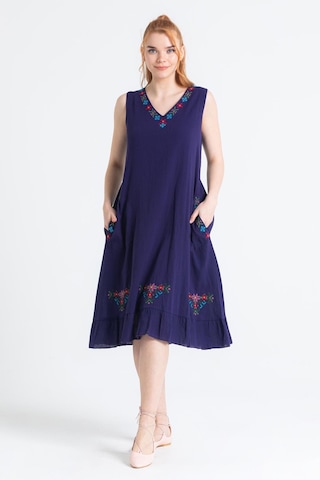 Kolsuz Şile Bezi Mehtap Midi Boy Elbise Mor Mor-mor