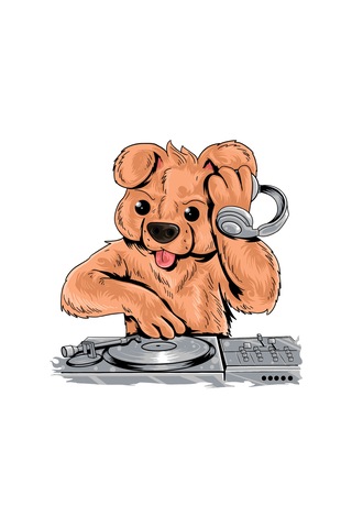 Paybuy Erkek Dj Köpek Kulaklık Turntable Müzik Baskılı Pamuk Tişört Casu Beyaz
