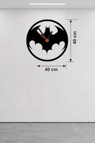 Mey Najmaddin Batman Yarasa Logolu Ahşap Duvar Saati - 40x40 Cm Dekoratif Dc Temalı Najmaddin Çok Renkli