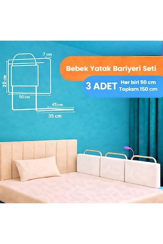 Miralay Yeni Nesil Yatak Bariyeri 50 x 30 Cm Beyaz 3 Adet