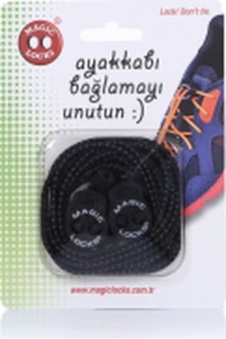 Magic Locks Yuvarlak Akıllı Bağcık-Siyah Siyah