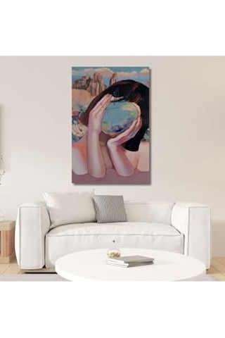 Tekli Dikey Kanvas Psikoloji Poliklinik Tablosu Düşünceli Kadın, 50 X 70 -