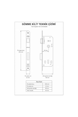 Sessiz İç Oda Kapı Kilidi Siyah 40mmx23mm