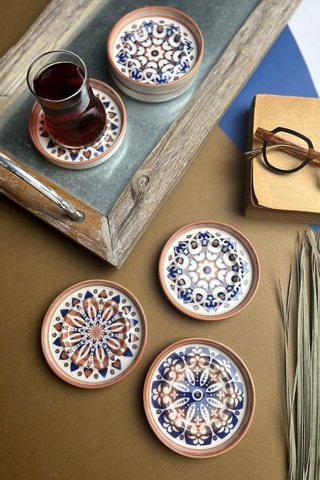 Tabakevi Tabak Evi Stoneware Mozaik Red Sefa 6 Lı Çay Tabağı 10cm Çok Renkli