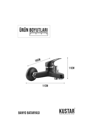 Kustar Mix Aç Kapa Çift Girişli Banyo Duş Bataryası Siyah