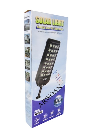 Solar Işık Sensörlü Güneş Enerjili Sokak Ve Bahçe Lambası Uzaktan Kumandalı Led Aydınlatma Siyah