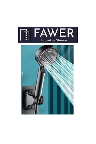 FAWER 5 Fonksiyonlu Siyah Yapışkan Mafsallı Duş Seti Duş Başlığı Siyah FAWER 5 Fonksiyonlu Siyah Yapışkan Mafsallı Duş Seti Duş Başlığı Siyah