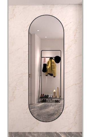 Model Alfa Dekoratif Ayna Boy Aynası Mdf 180cm X 62 Cm Elips Ayna Siyah