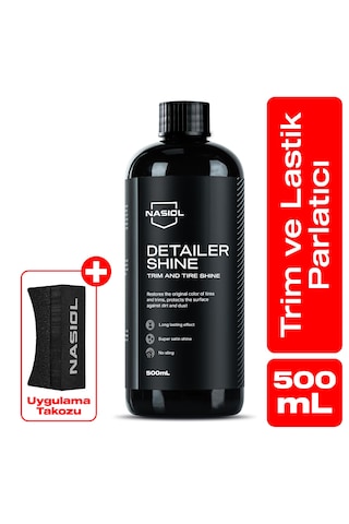 Nasiol Detailershine Trim ve Lastik Parlatıcı/Yenileyici Jel ve Sünger-500ml-Ultra Parlak ve Islak Görünüm