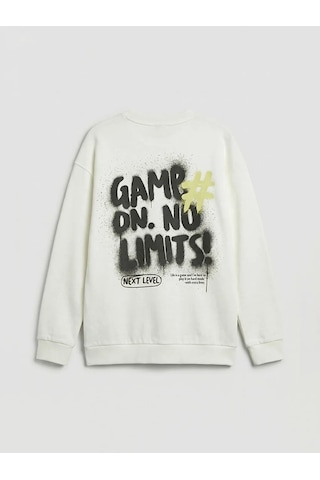 Lc Waikiki Beyaz Baskılı Erkek Çocuk Sweatshirt