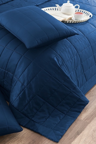 Savio Pamuk Saten Yatak Örtüsü Seti Antrasit Bej