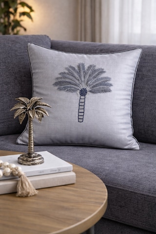 Goldroom Home Özel Tasarım 2 Li 5d Nakışlı Dekoratif Kırlent Kılıfı Gri