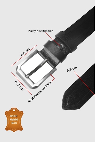 Deepsea Siyah %100 Hakiki Deri Erkek Spor Kemer Kolay Kısaltılabilir Orijinal Deri Kemer 2602684