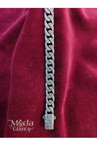 Modagümüşevi Gümüş Çift Taraflı El İşçiliği Gurmet Erkek Bileklik