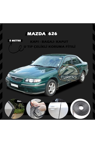 Mazda 626 Oto Araç Kapı Koruma Fitili 5metre Parlak Siyah Renk