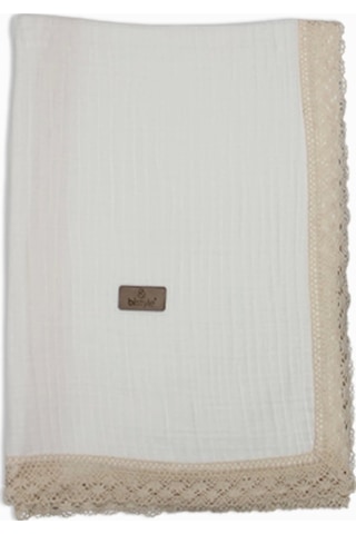 Bistyle Organik Müslin 80x90 Fistolu Battaniye 70112 Ekru Ekru