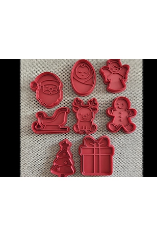 Yılbaşı Temalı Noel Baba Geyik Hediye Melek Figürlü Kurabiye Kalıbı Seti Çok Renkli