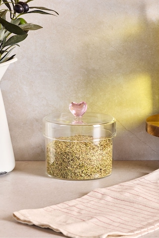 Hearts 450 Ml Borosilikat Cam Kavanoz 10x8 Cm Seffaf Şeffaf