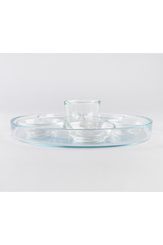 7 Parça Şeffaf Cam Servis Sunum Seti