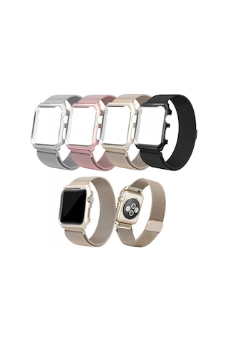 Ally Apple Watch Uyumlu 6-5-4 44mm Watch Uyumlu Ultra 49mm Metal Kayış Milano Loop+metal Kılıf- 5775