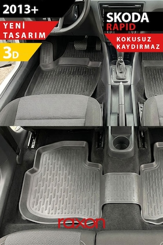 Skoda Rapid 2013+ 3d Havuzlu Paspas Tam Uyumlu Su Geçirmez, Kaymaz