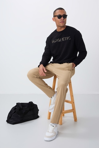 Tommy Life Siyah Yazı Nakışlı O Yaka Rahat Form İçi Polarlı Erkek Sweatshirt - 88020 Siyah