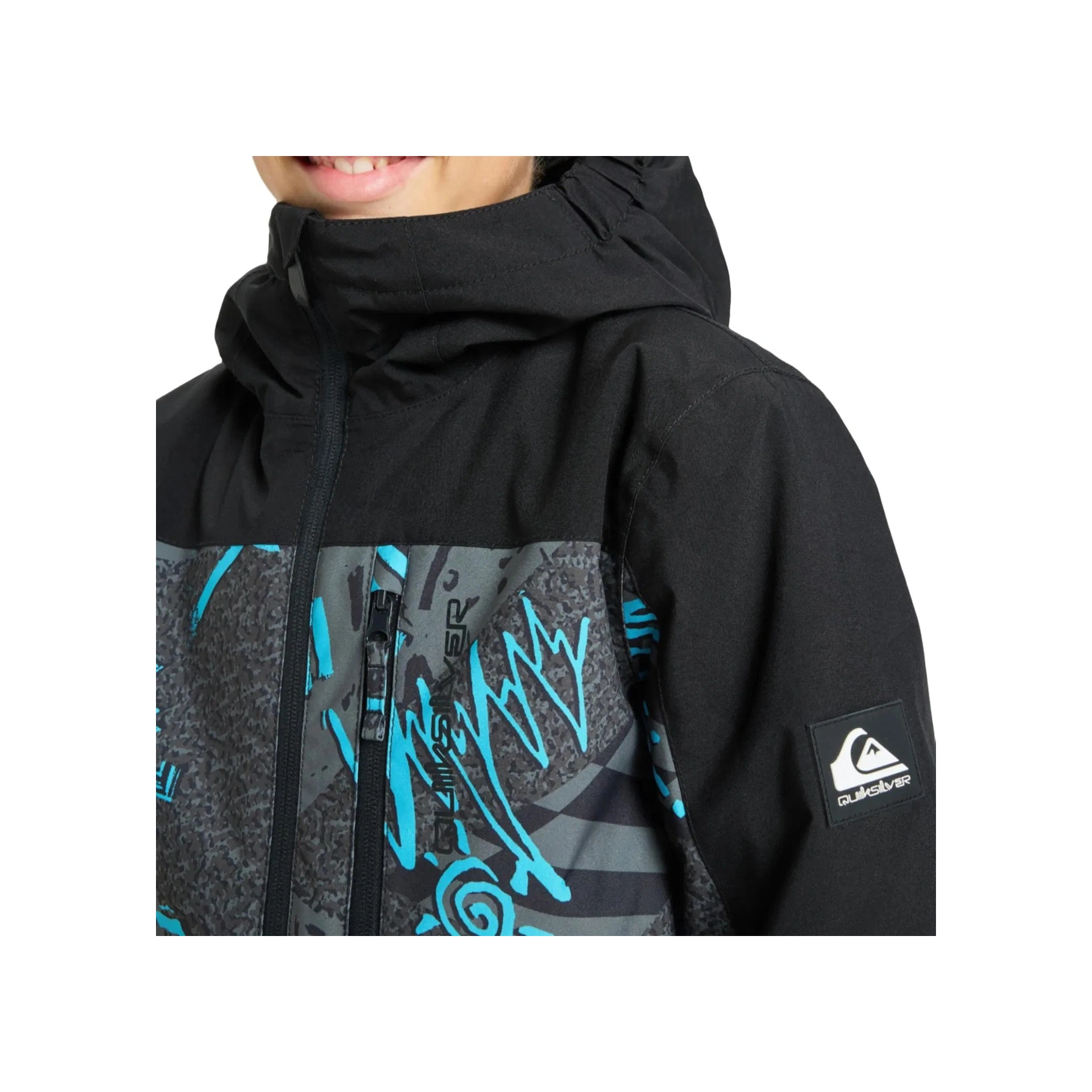 Quiksilver Quıksılver Sıde Hıt Prınted Youth Jk Anthracite - Plaid 1 Çocuk Snowboard Ceketi Eqbtj03220-6456 Siyah