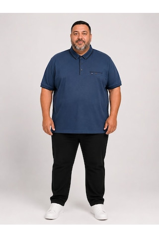 26-7057 Lacaton Erkek Büyük Beden Kısa Kol T-shirt İndigo