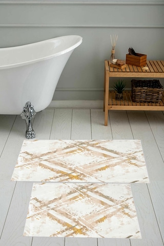 Eliana Home Dijital Baskı 2'li Banyo Paspas Takımı Lna5-0769 100x60 Ve 60x50 Cm Bej