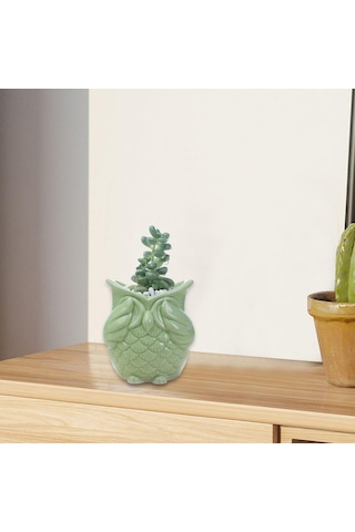 Suntek Magideal Saksı Baykuş Şekli Seramik Ev Hayır-bak-yeşil