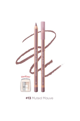 Kremsi Formüle Sahip Dudak Kalemi Ve Kalemtıraş Seti Clıo Velvet Lip Pencil Set 13 Muted Mauve