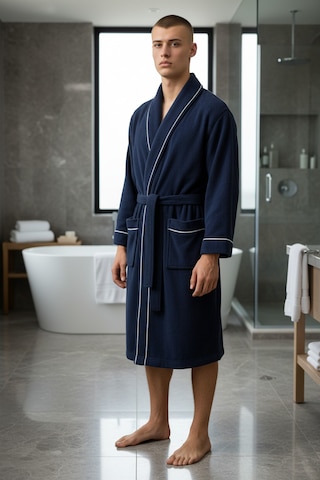 % 100 Pamuklu Laodikeia Kimono Bornoz Unisex Kadın Erkek Lacivert