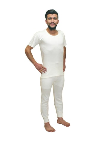 Angora Tavşan Yünü Termal Yarım Kol Don Takım Bora Perra Angorra Krem