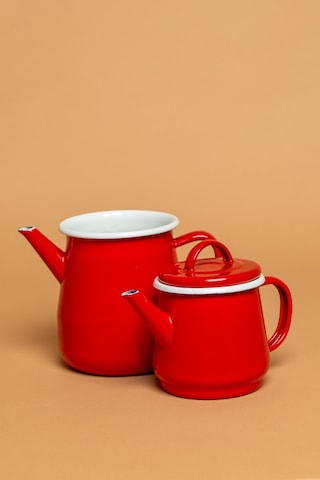 La Vita Rossa Vintage Emaye Kırmızı Çaydanlık Seti Ebutay Kırmızı
