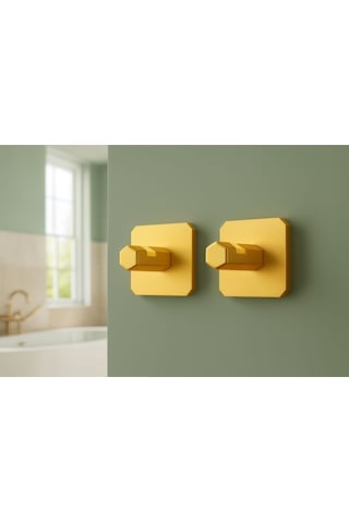 2 Adet Premium Gold Alüminyum Banyo Mutfak Havlu Bornoz Askısı Yapışkanlı Altın