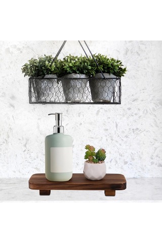 Suntek Ahşap Ayaklı Stand Tezgah Sabunluk Standı Rustik Tepsi Kahverengi