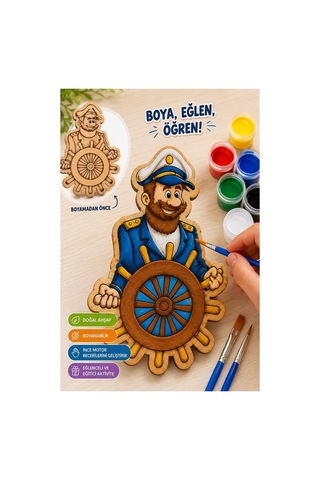 Ahşap Boyama Meslekler 10 Lu 1 Paket 10x15cm Ahşap Boyama 6 Renk Boya Resim Fırçası Etkinlik Çocuk Gelişim Motor Beceri