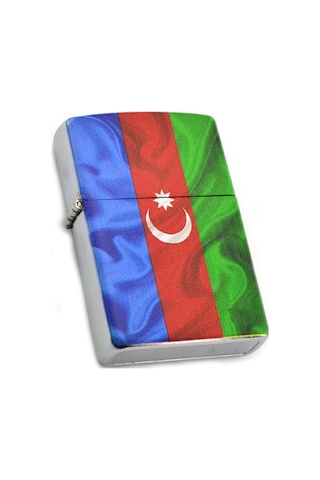 Azerbaycan Bayrak Baskılı Benzinli Çakmak