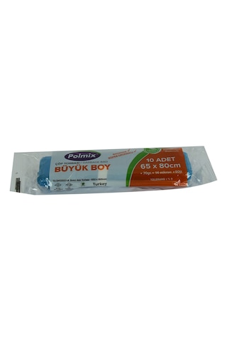 Polmix Büyük Boy 70 G 14 Mikron 50 L Rulo Çöp Torbası 10 Adet Mavi 65 x 80 CM
