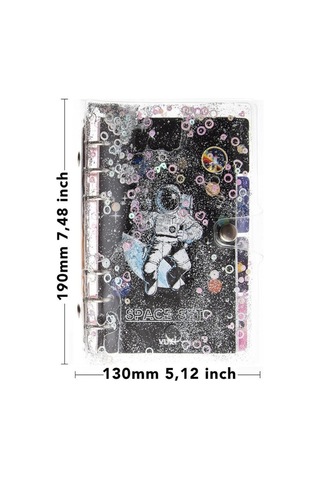 Mekanizmalı Simli Ve Sulu Kapaklı Desenli Defter Gri - Siyah