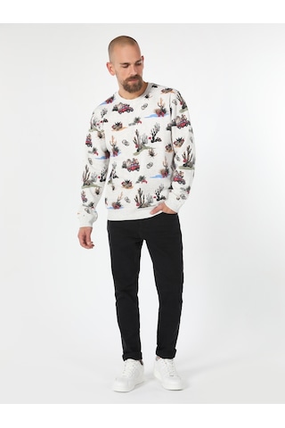 Colin's Regular Fit Baskılı Beyaz Erkek Sweatshirt CL1061632_Q1.V1_SNM