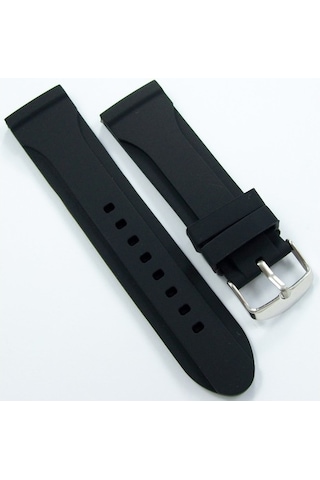 Siyah Kokusuz Silikon 22Mm Saat Kordonu Yumuşak Spor Kayışı Oval