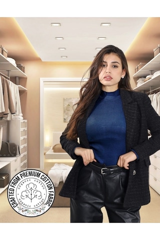 Kaşkorse Yarım Boğaz Body Sweatshirt, Fitilli Kumaş, Likralı, Bordo Lacivert