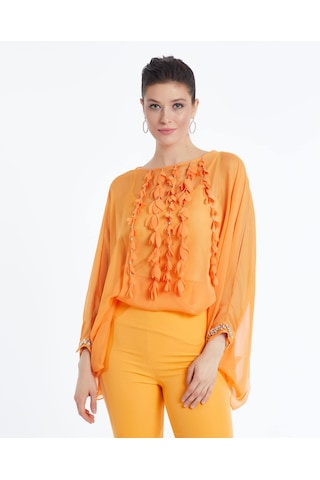 Serpil Exclusive İşlemeli Kadın Bluz - Modern Ve Şık Tasarım - Özel Gün Ve Davet İçin Bluz Orange