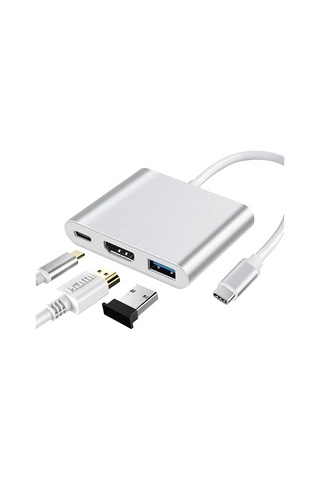 Uyumlu 4k Full Hd 1080p Type C To 3 Portlu Hdmı - Usb 3.0 - Pd Çevirici Hub