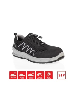 Swolx Aırx 110 Nefes Alan İş Güvenliği Ayakkabısı S1p Aır Çelik Burunlu Hafif Alabilir Siyah-Gri