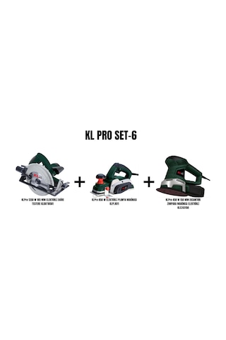 Klpro KLDAT18501 Set-6 1350W 185 MM Elektrikli Daire Testere + 850W Planya Makinesi + 450W 150 MM Eksantrik Zımpara Makinesi